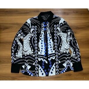 Womens Rachel Zoe Boho Satin Button Down Top Shirt